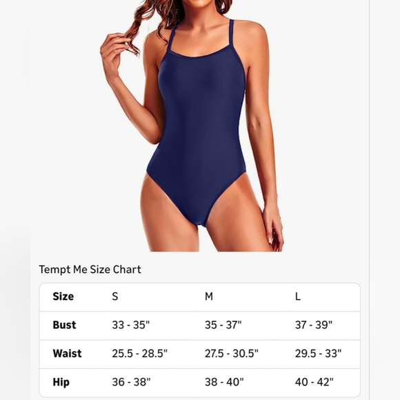 Tempt Me Athletic One Piece Women's Training Sport Tummy Control Swimsuit Size M - Picture 6 of 10